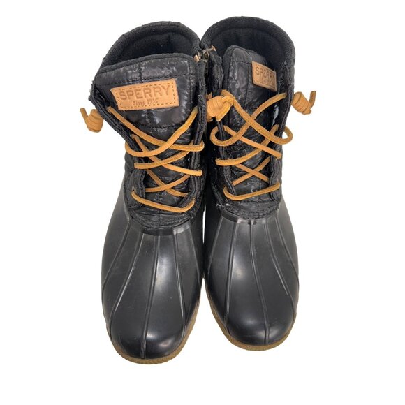 Sperry Womens Saltwater Duck Boots Black Leather Waterproof Size 9 Outdoor Shoe - Picture 6 of 12